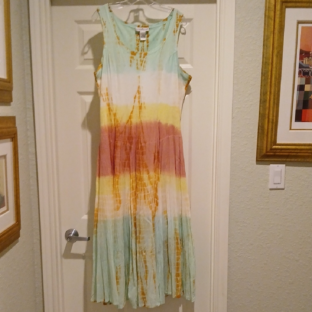 The Pyramid Collection Sleevless Pastel Tie-Dye Midi Dress XL